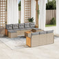 JUNG Vida 11-tlg. Garten-Sofagarnitur mit Kissen Beige Poly Rattan