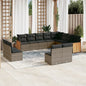 JUNG Vida 12-tlg. Garten-Sofagarnitur mit Kissen Grau Poly Rattan