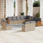 JUNG Vida 13-tlg. Garten-Sofagarnitur mit Kissen Beige Poly Rattan