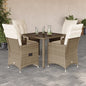JUNG Vida 5-tlg. Garten-Essgruppe mit Kissen Beige Poly Rattan