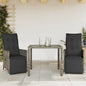 JUNG Vida 3-tlg. Garten-Bistro-Set mit Kissen Grau Poly Rattan