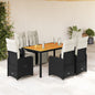 JUNG Vida 7-tlg. Garten-Bistro-Set mit Kissen Schwarz Poly Rattan