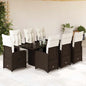JUNG Vida 9-tlg. Garten-Bistro-Set mit Kissen Braun Poly Rattan