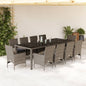 JUNG Vida 11-tlg. Garten-Essgruppe mit Kissen Grau Poly Rattan Glas