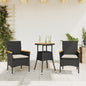 JUNG Vida 3-tlg. Garten-Essgruppe mit Kissen Schwarz Poly Rattan Akazie