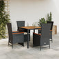 JUNG Vida 5-tlg. Garten-Essgruppe mit Kissen Schwarz Poly Rattan