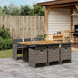 JUNG Vida 7-tlg. Garten-Essgruppe mit Kissen Grau Poly Rattan
