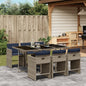 JUNG Vida 7-teiliges Garten-Ess-Set mit Kissen, grau, Polyrattan