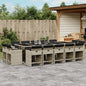 JUNG Vida 15-tlg. Garten-Essgruppe mit Kissen Hellgrau Poly Rattan