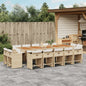 JUNG Vida 15-tlg. Garten-Essgruppe mit Kissen Beige Poly Rattan