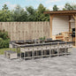 JUNG Vida 17-tlg. Garten-Essgruppe mit Kissen Hellgrau Poly Rattan