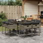 JUNG Vida 9-tlg. Garten-Essgruppe mit Kissen Grau Poly Rattan