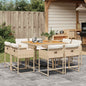 JUNG Vida 9-tlg. Garten-Essgruppe mit Kissen Beige Poly Rattan