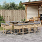 JUNG Vida 13-tlg. Garten-Essgruppe mit Kissen Beigemischung Poly Rattan
