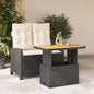 JUNG Vida 2-tlg. Garten-Essgruppe mit Kissen Schwarz Poly Rattan