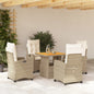 JUNG Vida 5-tlg. Garten-Essgruppe mit Kissen Beige Poly Rattan