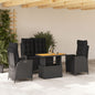 JUNG Vida 4-tlg. Garten-Essgruppe mit Kissen Schwarz Poly Rattan