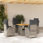 JUNG Vida 5-tlg. Garten-Essgruppe mit Kissen Grau Poly Rattan