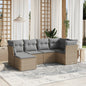 JUNG Vida 6-tlg. Garten-Sofagarnitur mit Kissen Beige Poly Rattan