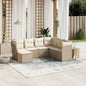 JUNG Vida 7-tlg. Garten-Sofagarnitur mit Kissen Beige Poly Rattan