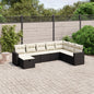 JUNG Vida 8-tlg. Garten-Sofagarnitur mit Kissen Schwarz Poly Rattan