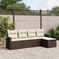 JUNG Vida 5-tlg. Garten-Sofagarnitur mit Kissen Braun Poly Rattan