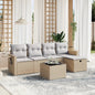 JUNG Vida 6-tlg. Garten-Sofagarnitur mit Kissen Beige Poly Rattan