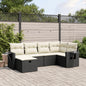 JUNG Vida 6-tlg. Garten-Sofagarnitur mit Kissen Schwarz Poly Rattan