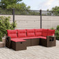 JUNG Vida 6-teiliges Gartensofa-Set mit Kissen, braun, Polyrattan