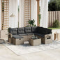 JUNG Vida 8-tlg. Garten-Sofagarnitur mit Kissen Grau Poly Rattan