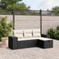 JUNG Vida 4-tlg. Garten-Sofagarnitur mit Kissen Schwarz Poly Rattan
