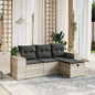 JUNG Vida 4-tlg. Garten-Sofagarnitur mit Kissen Hellgrau Poly Rattan