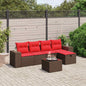 JUNG Vida 6-teiliges Gartensofa-Set mit Kissen, braun, Polyrattan