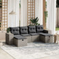 JUNG Vida 6-tlg. Garten-Sofagarnitur mit Kissen Grau Poly Rattan