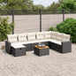 JUNG Vida 9-tlg. Garten-Sofagarnitur mit Kissen Schwarz Poly Rattan
