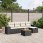 JUNG Vida 6-tlg. Garten-Sofagarnitur mit Kissen Schwarz Poly Rattan