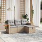 JUNG Vida 4-tlg. Garten-Sofagarnitur mit Kissen Beigemischung Poly Rattan