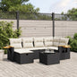 JUNG Vida 7-tlg. Garten-Sofagarnitur mit Kissen Schwarz Poly Rattan