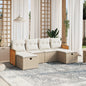 JUNG Vida 6-tlg. Garten-Sofagarnitur mit Kissen Beige Poly Rattan