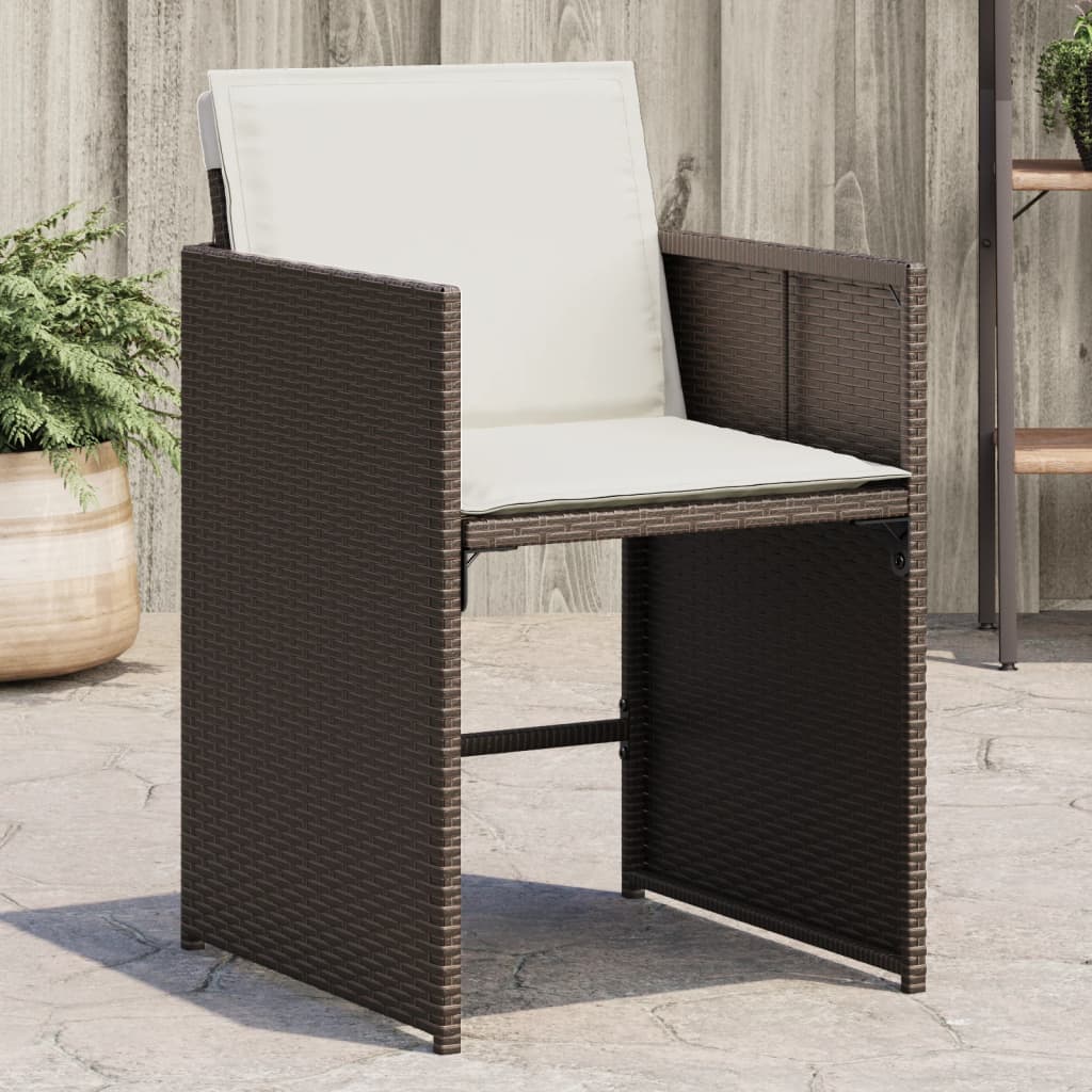 JUNG Vida Gartenstühle mit Kissen 4 Stk. Braun Poly Rattan