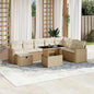 JUNG Vida 9-tlg. Garten-Sofagarnitur mit Kissen Beige Poly Rattan