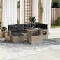 JUNG Vida 7-tlg. Garten-Sofagarnitur mit Kissen Hellgrau Poly Rattan
