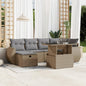 JUNG Vida 7-tlg. Garten-Sofagarnitur mit Kissen Beige Poly Rattan