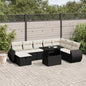 JUNG Vida 9-tlg. Garten-Sofagarnitur mit Kissen Schwarz Poly Rattan
