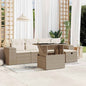JUNG Vida 6-tlg. Garten-Sofagarnitur mit Kissen Beige Poly Rattan