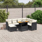 JUNG Vida 8-tlg. Garten-Sofagarnitur mit Kissen Schwarz Poly Rattan