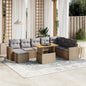 JUNG Vida 9-tlg. Garten-Sofagarnitur mit Kissen Beige Poly Rattan