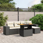JUNG Vida 6-tlg. Garten-Sofagarnitur mit Kissen Schwarz Poly Rattan