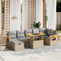 JUNG Vida 8-tlg. Garten-Sofagarnitur mit Kissen Beige Poly Rattan