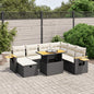JUNG Vida 8-tlg. Garten-Sofagarnitur mit Kissen Schwarz Poly Rattan
